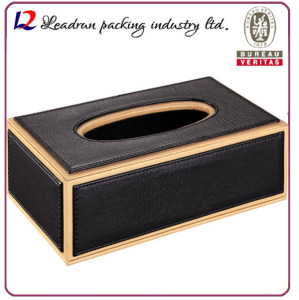 Wood Leather Tissue Box Facial Paper Tissue Box Car Tissue Tin Box (Hx06)