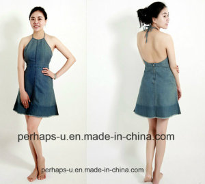 Factory Custom Women Clothes Sexy Backless Denim Dress